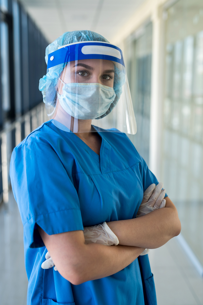 Portrait,Of,A,Young,Nurse,In,A,Blue,Uniform,And
